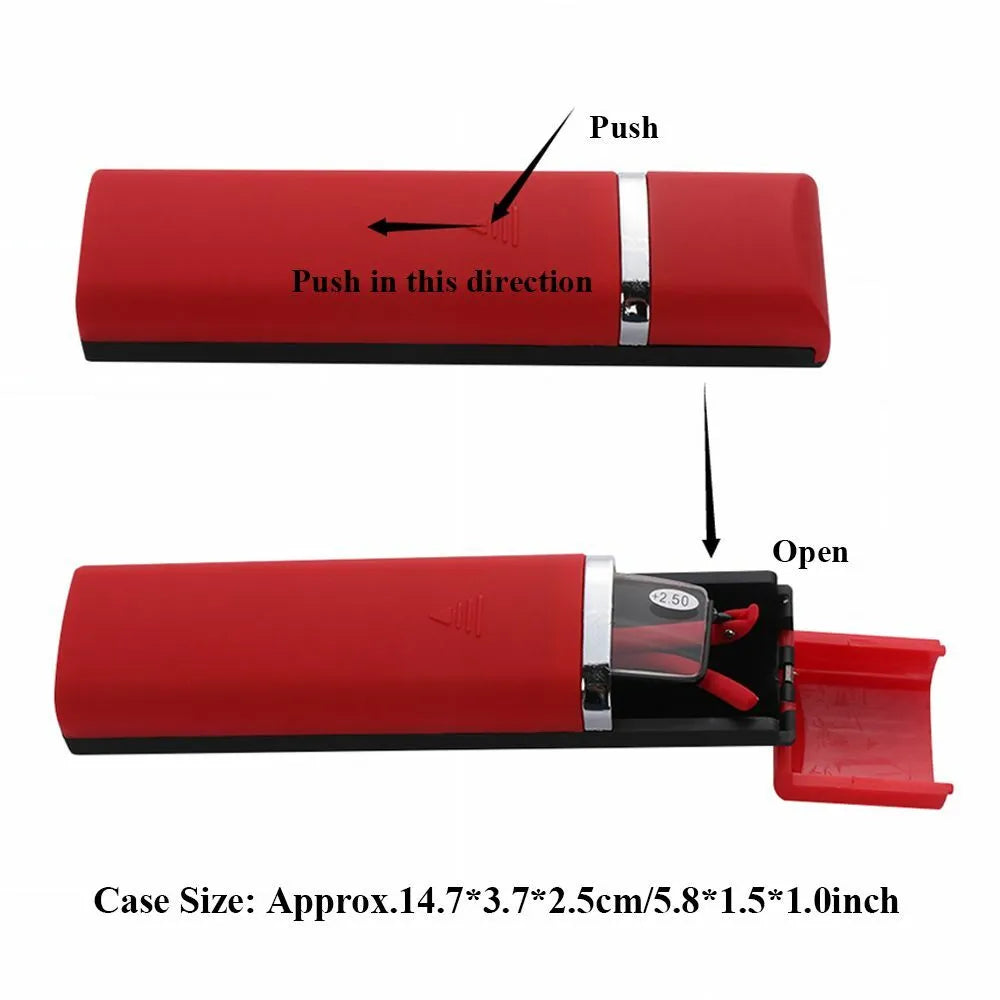 Portable Eyeglasses Semi Rimless Reading Glasses Half Frame with Case Reader