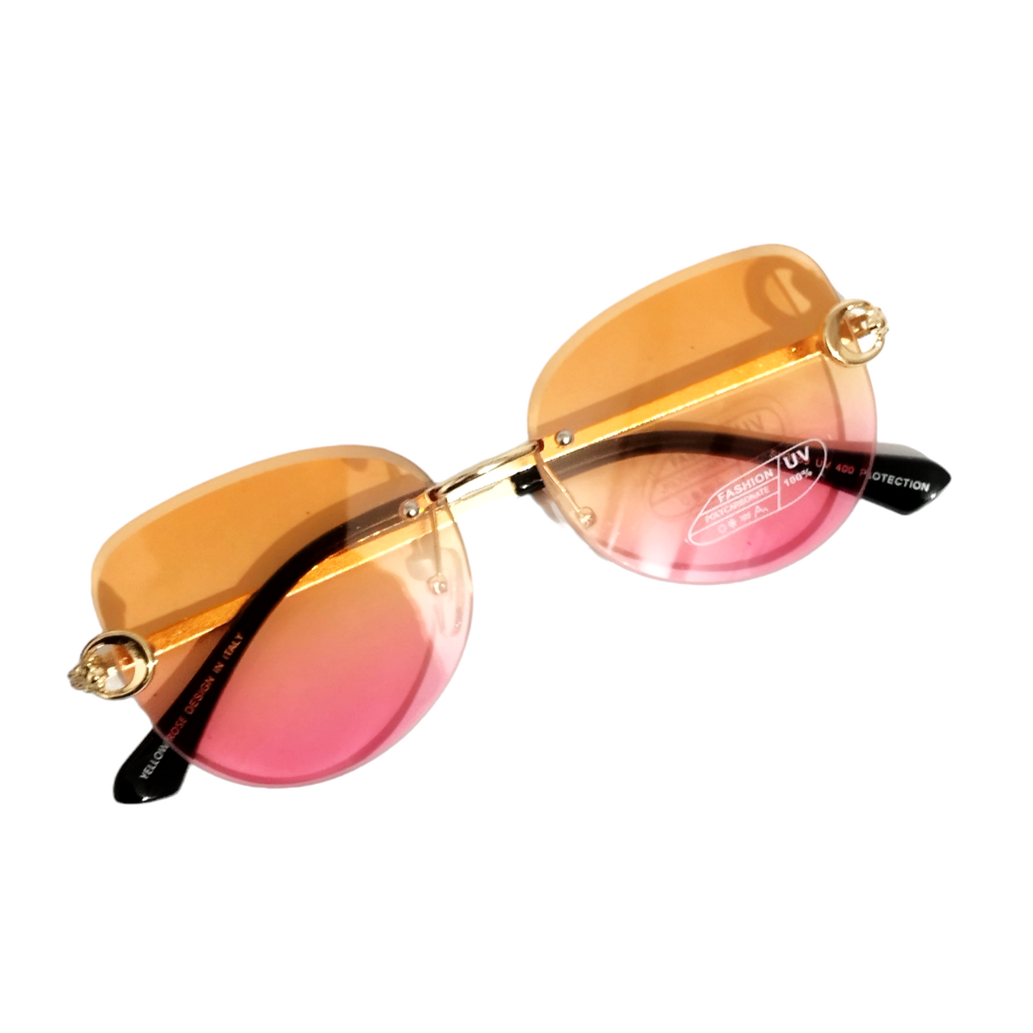 Orange Pink Gradient Rimless Sunglasses for Women