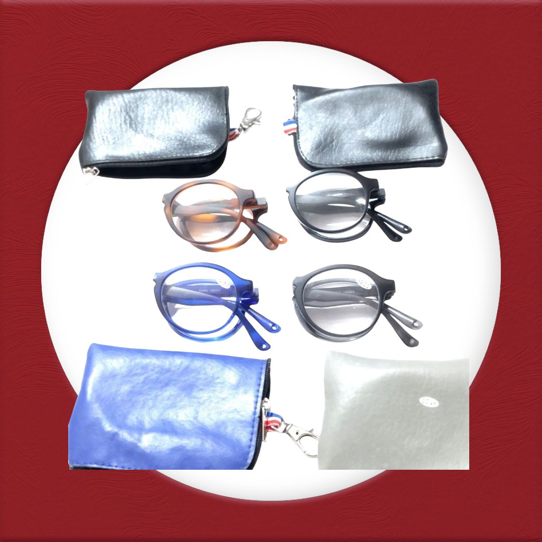 Round Folding Reading Glasses with zip pouch