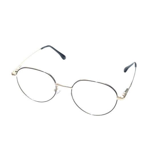 Executive Gold Black Retro Round Spectacle Frame Glasses