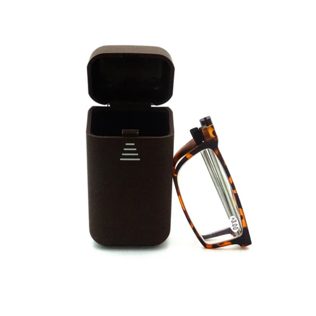 Artview Brown DA Folding Reading Glasses Foldable Reading with Hard Case