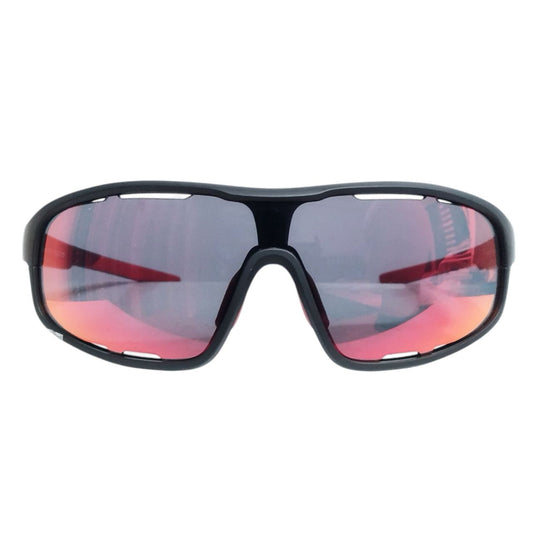 Ventilated Matte Black and Red Shatterproof Frame Sports Glasses with UV Protection Revo Lens