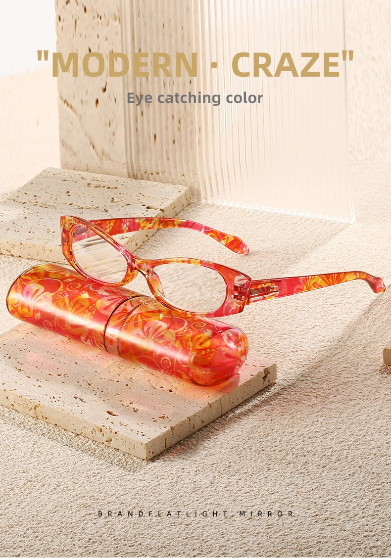 Flower Design Retro Trend Portable Colourful Reading Glasses