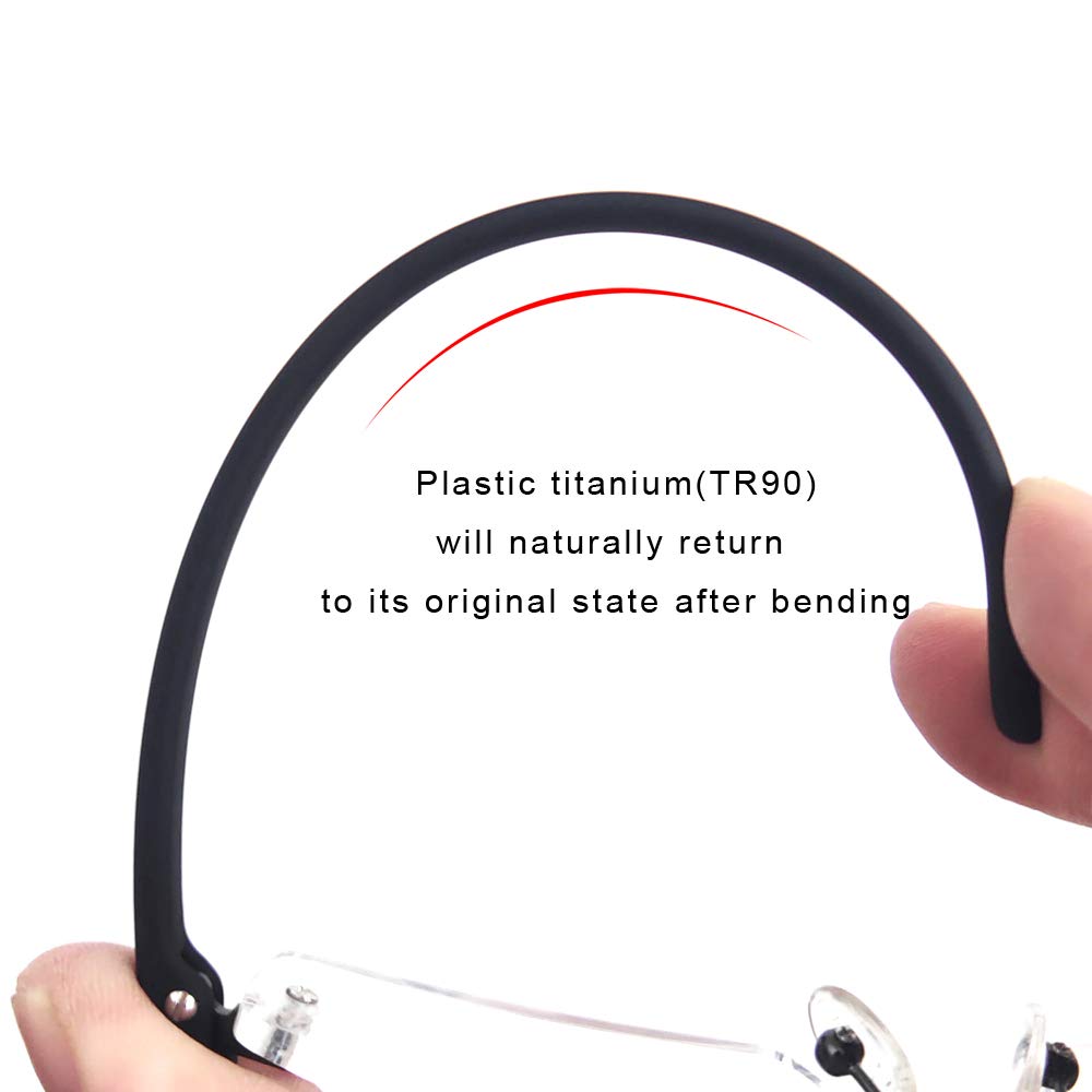 Portable Eyeglasses Semi Rimless Reading Glasses Half Frame with Case Reader