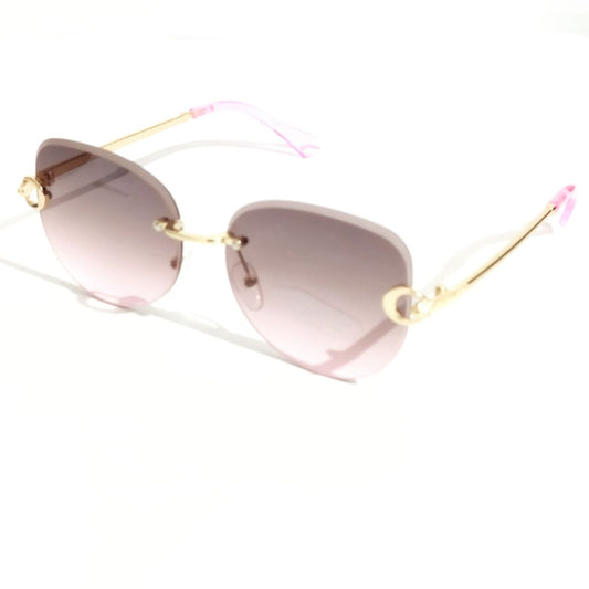 Purple Pink Rimless Sunglasses for Women