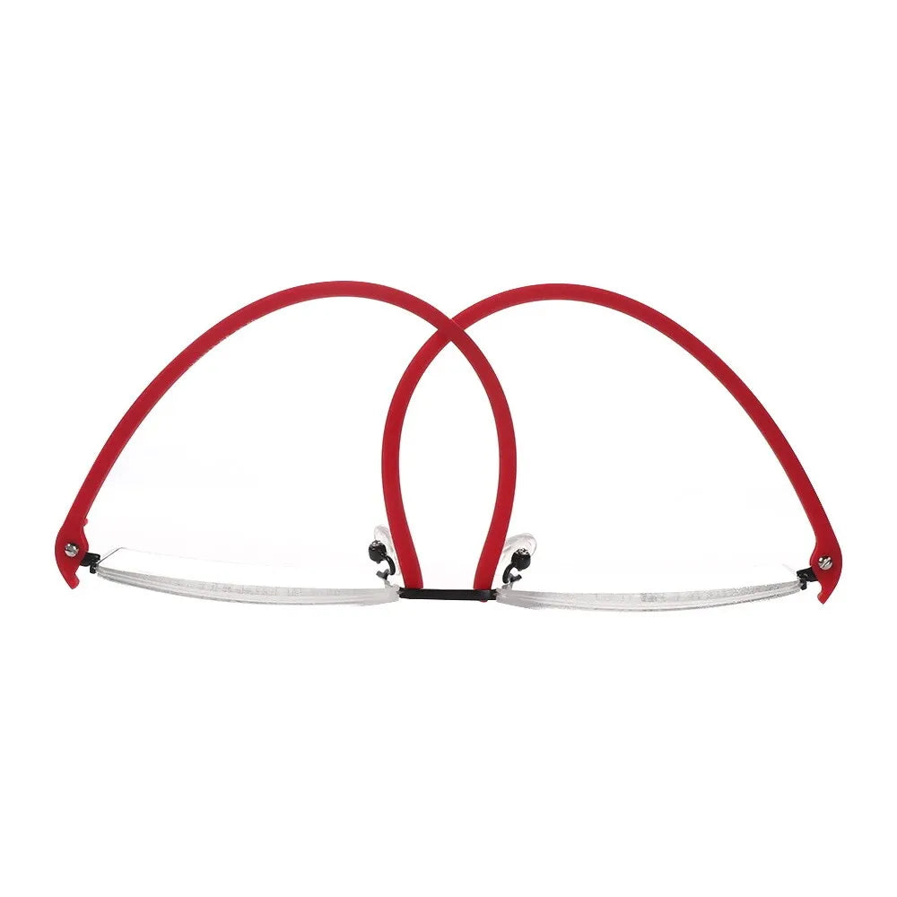 Portable Eyeglasses Semi Rimless Reading Glasses Half Frame with Case Reader