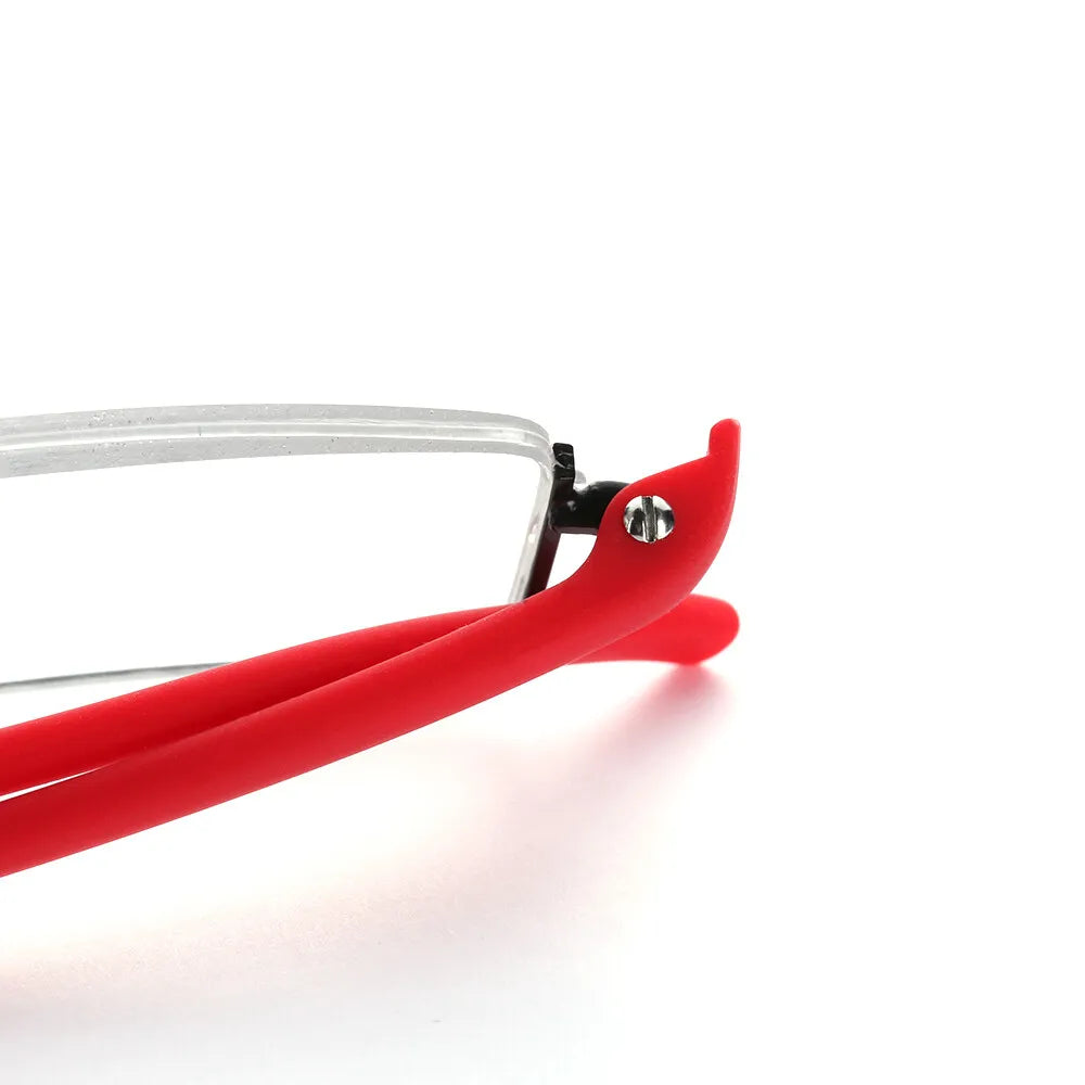 Portable Eyeglasses Semi Rimless Reading Glasses Half Frame with Case Reader