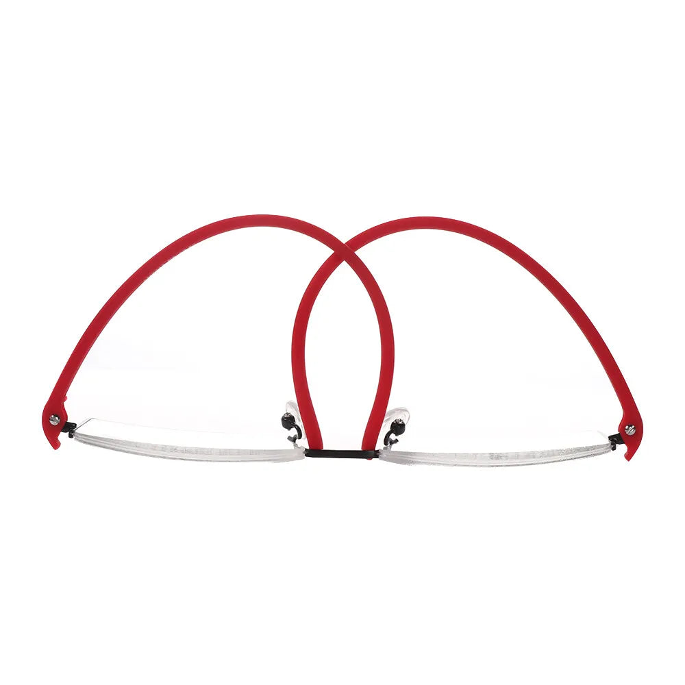 Portable Eyeglasses Semi Rimless Reading Glasses Half Frame with Case Reader