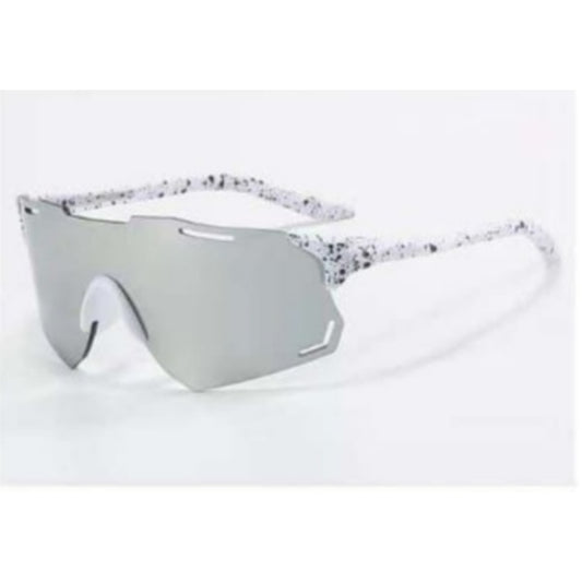 Cycling Sunglasses White Frame Silver Mirror Lens