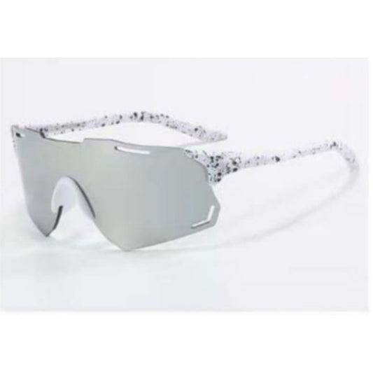 white frame goggles EYESafety White Frame Blue Mirror Cricket & Cycling Sunglasses