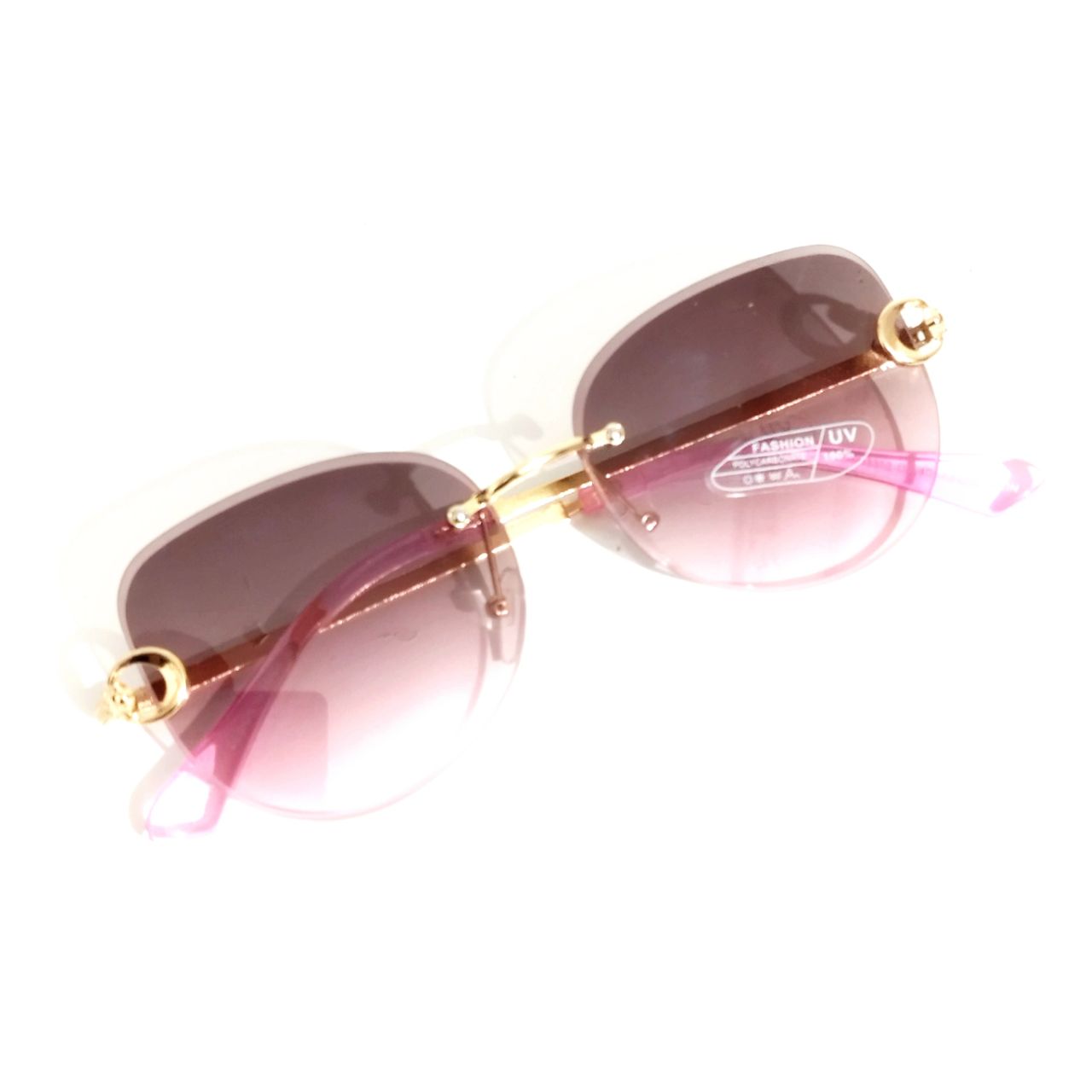 Purple Pink Rimless Sunglasses for Women