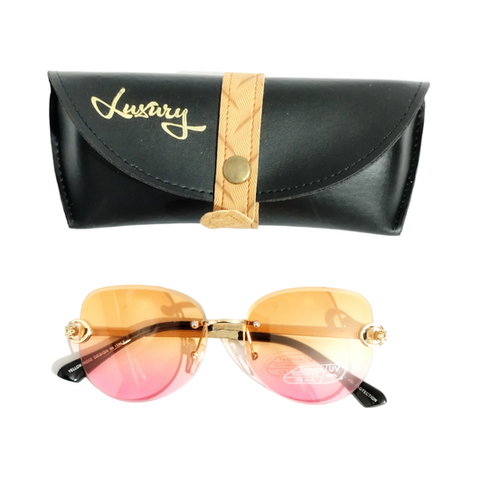 Orange Pink Gradient Rimless Sunglasses for Women