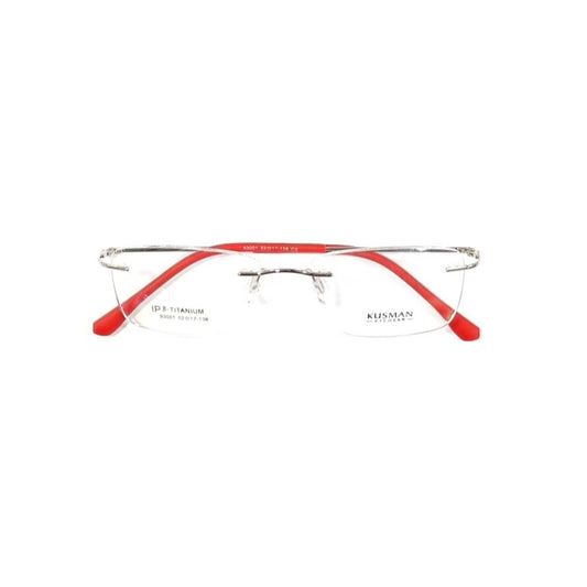 Silver Red Rimless Frameless Glasses
