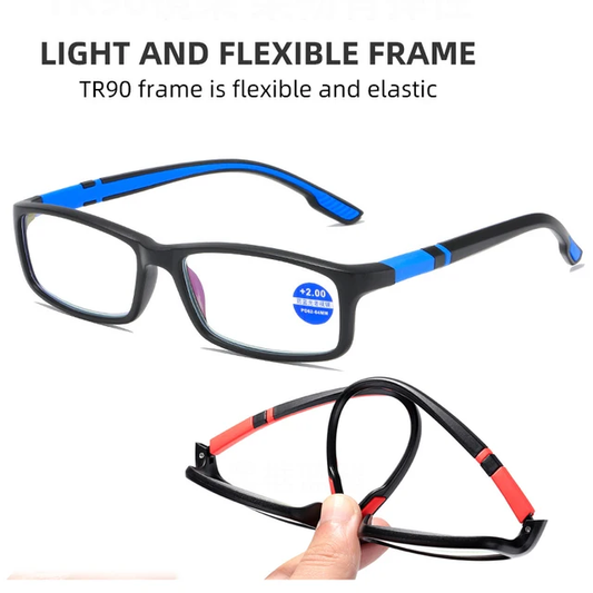 Lightweight Flexi-Fit TR90 Anti-Blue Light Reading Glasses Readers