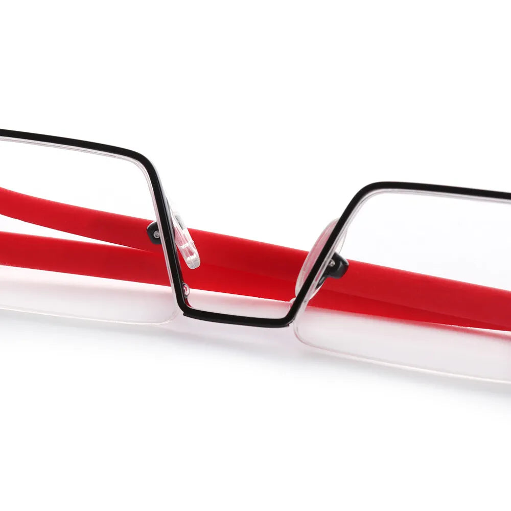 Portable Eyeglasses Semi Rimless Reading Glasses Half Frame with Case Reader