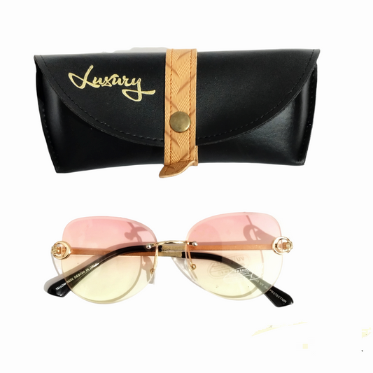 Pink Yellow Gradient Rimless Sunglasses for Women