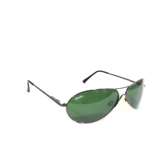 Grey Pilot Sunglasses with Green Toughened Lenses – UV400 Protection