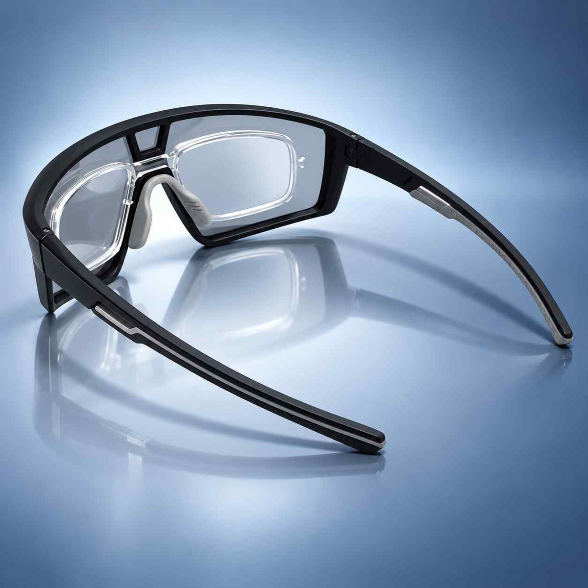 Sports sunglasses nose pad and inner optical insert detail