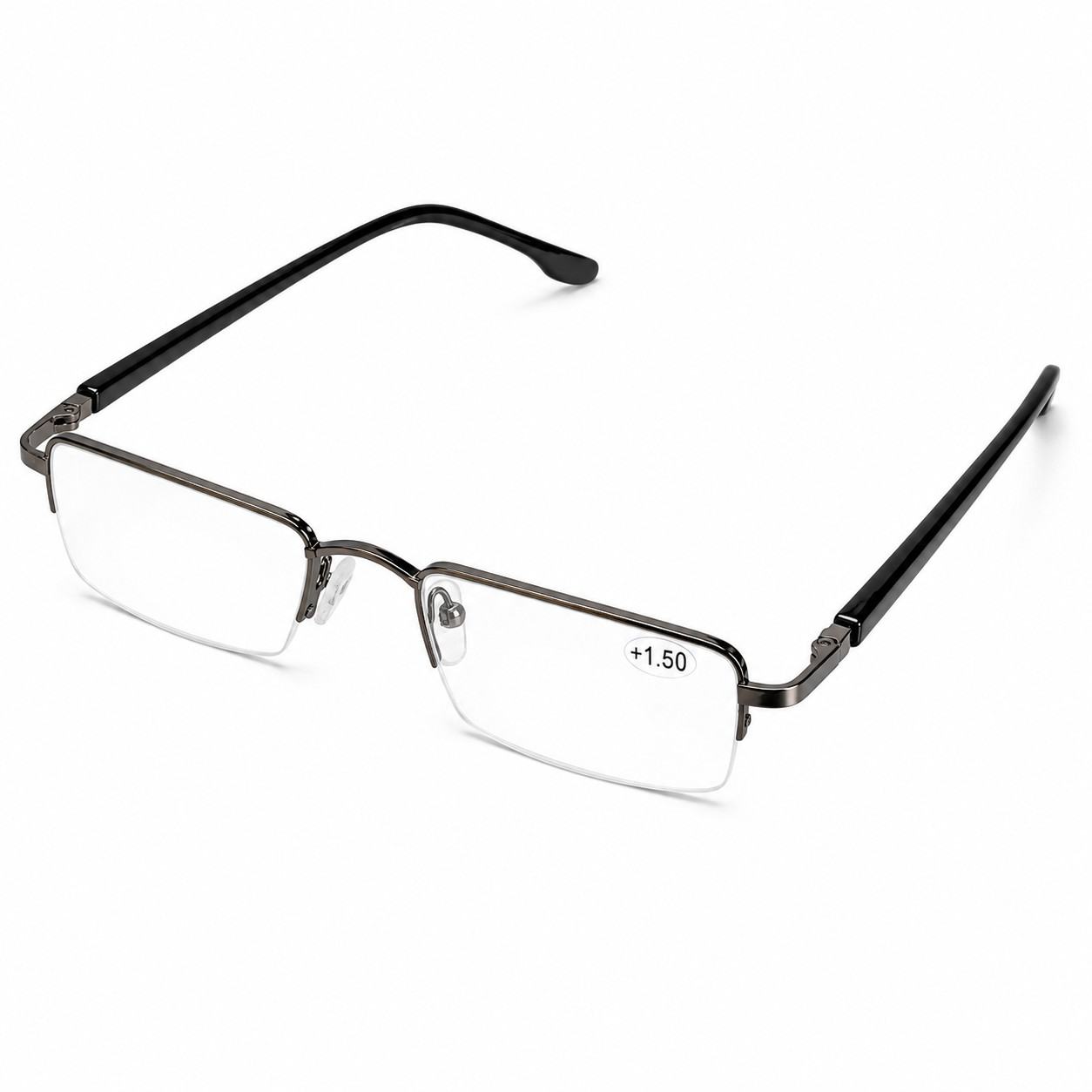 Semi-rimless ready reading glasses frame detail