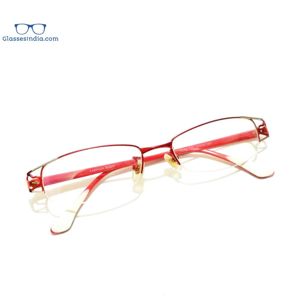 Red Designer Supra Half Rimless Blue Light Blocker Computer Glasses for Women 1101Rd