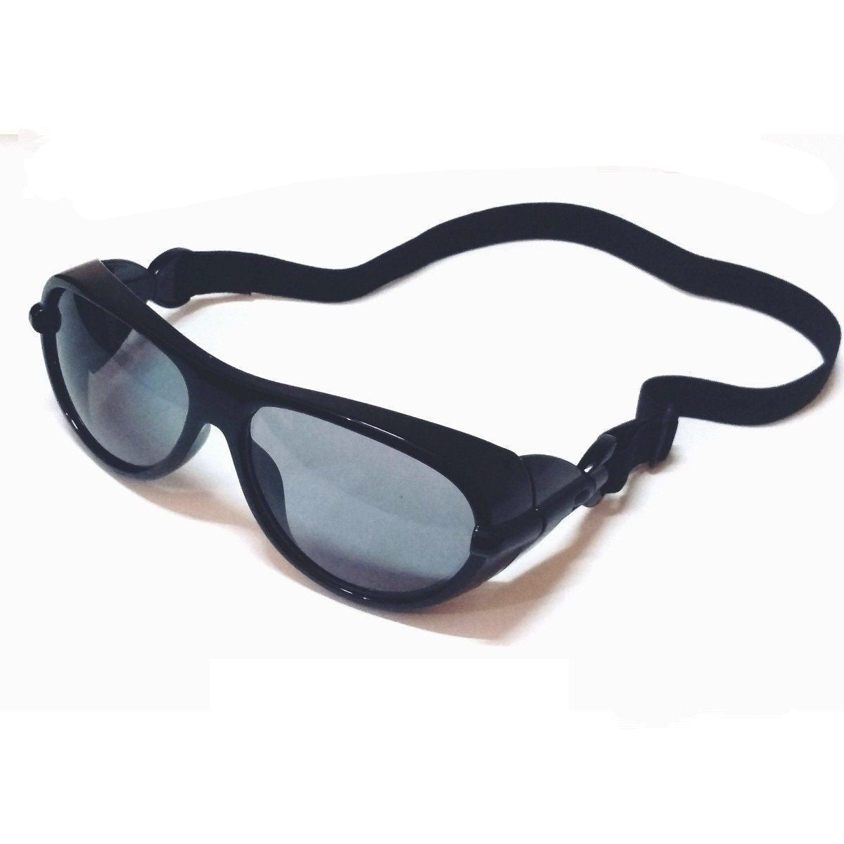 Black Frame Grey Lens Prescription Biker Cycling Driving Glasses Sunglasses with Strap