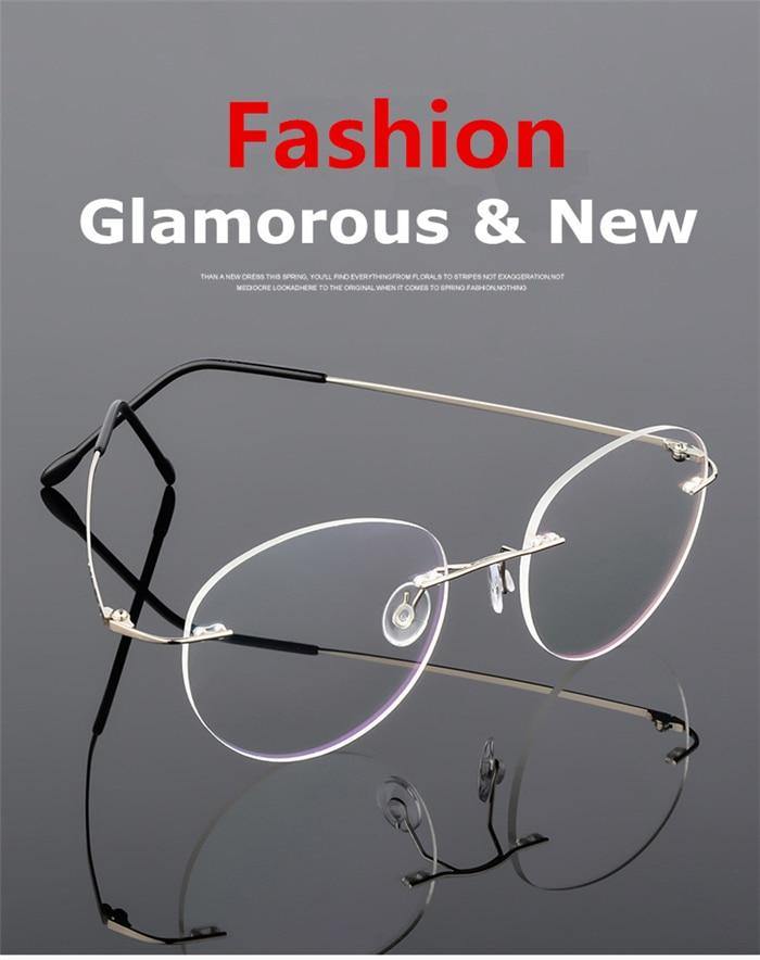 Buy Retro Round Foldable Ultra-light Memory Computer Glasses Blue light Retro Round Rimless Glasses for Men Women - Glasses India Online in India