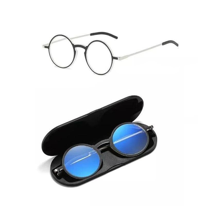 Buy Ultrathin Pocket Round Computer Reading Glasses Anti-Blue Ray Spectacles Eyeglasses With Case - Glasses India Online in India