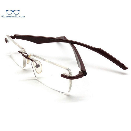 Brown Rimless Blue Light Blocker Computer Glasses 29045BR - Glasses India Online
