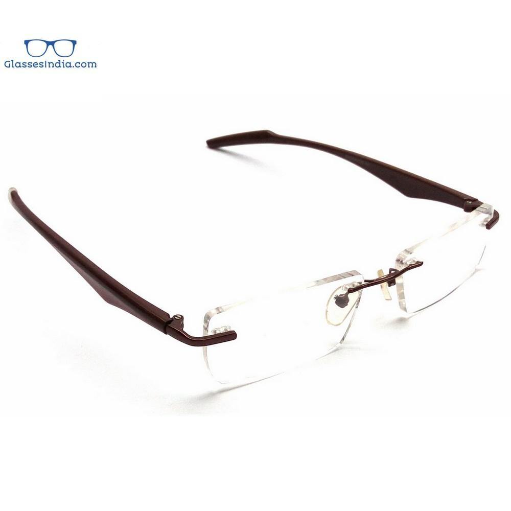 Brown Rimless Blue Light Blocker Computer Glasses 29045BR - Glasses India Online