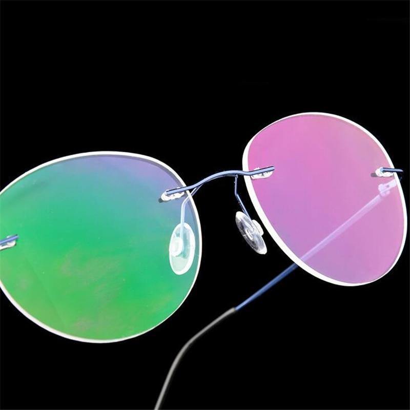 Buy Retro Round Foldable Ultra-light Memory Computer Glasses Blue light Retro Round Rimless Glasses for Men Women - Glasses India Online in India