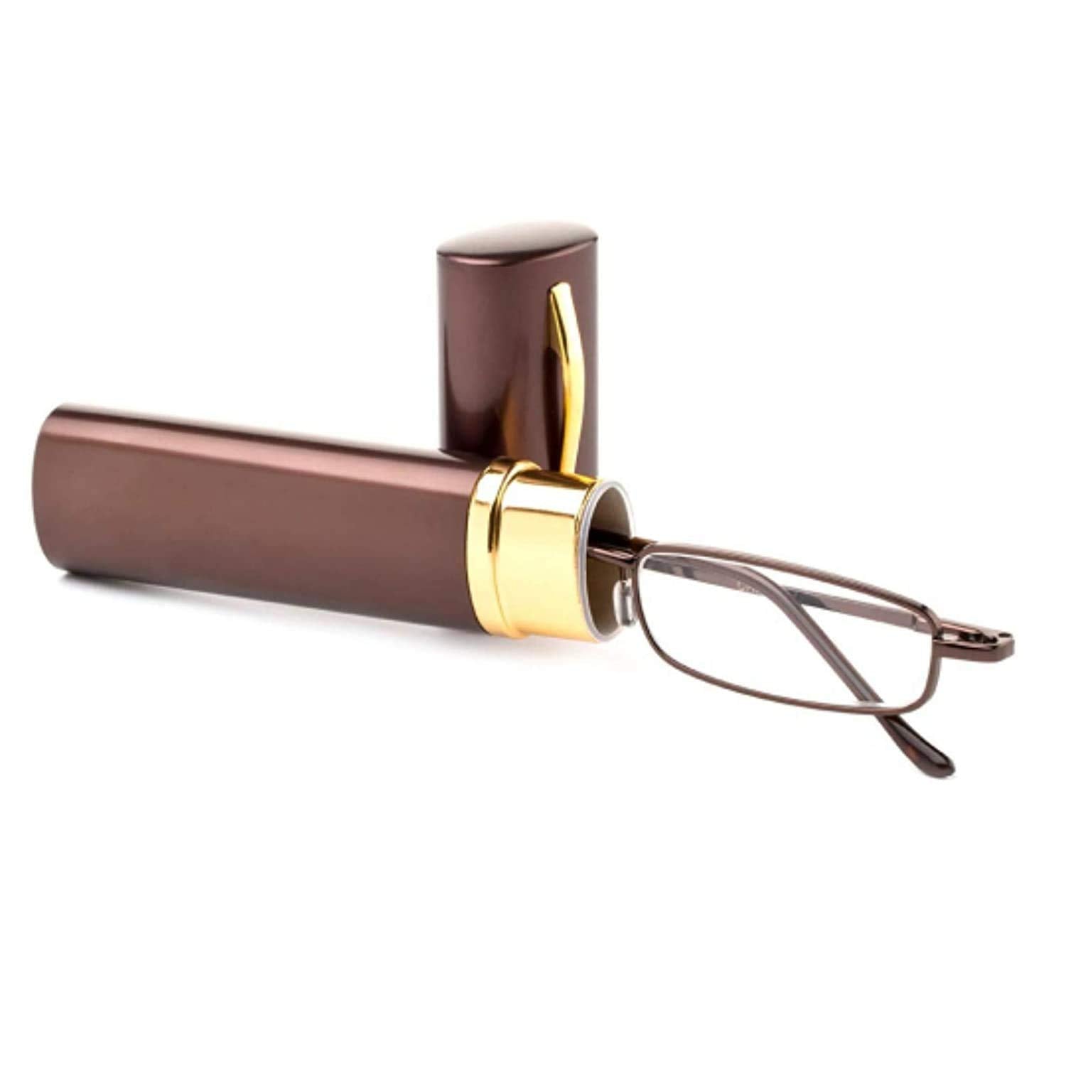 Copper Compact Metal Pen Type Tube Reading Glasses for Men and Women +2.00 - Glasses India Online
