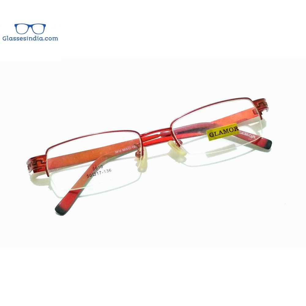 Red Designer Supra Half Rimless Blue Light Blocker Computer Glasses for Women 5610Rd