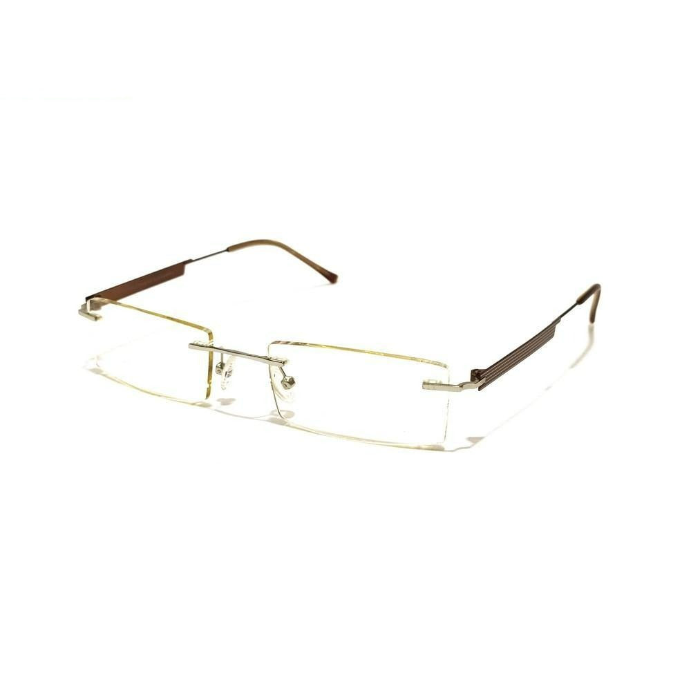 Buy Brown Rimless Blue Light Lens Computer Glasses Frameless Glass ...