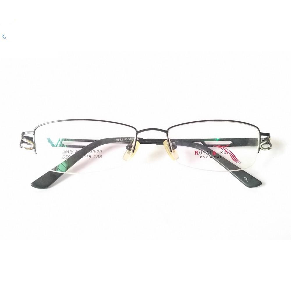 Black Designer Supra Half Rimless Blue Light Blocker Computer Glasses for Women 6592BK - Glasses India Online