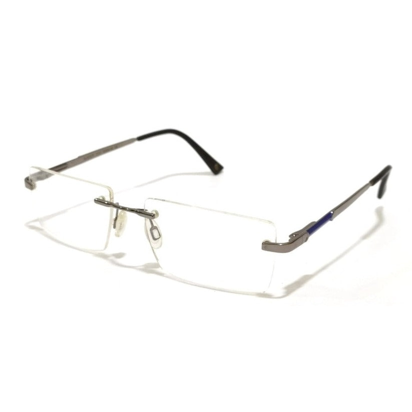 Executive Style Rimless Glasses with Blue Patches Model 7073BL
