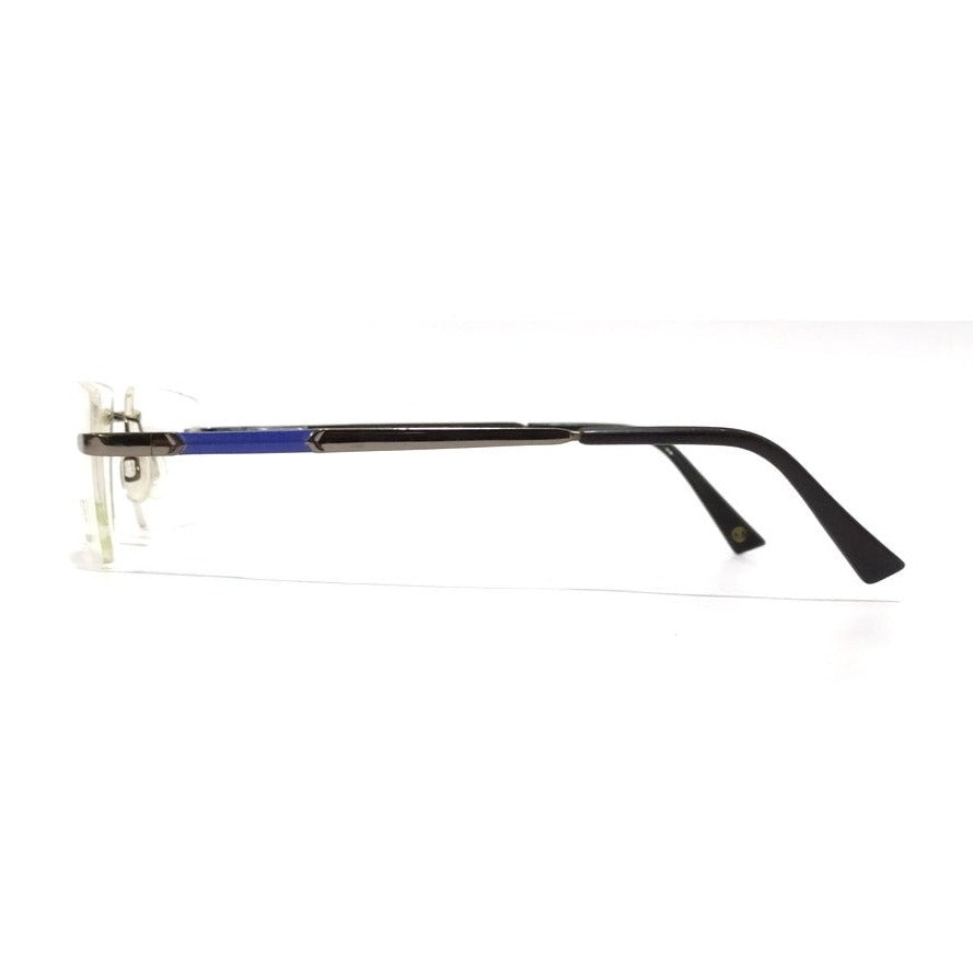 Men's and Women's Grey Rimless Glasses with Blue Sides