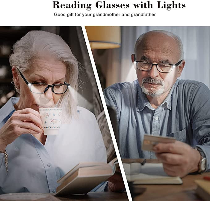 Blue Light Computer Reading Glasses For Men and Women with Led Lights for Night Mode