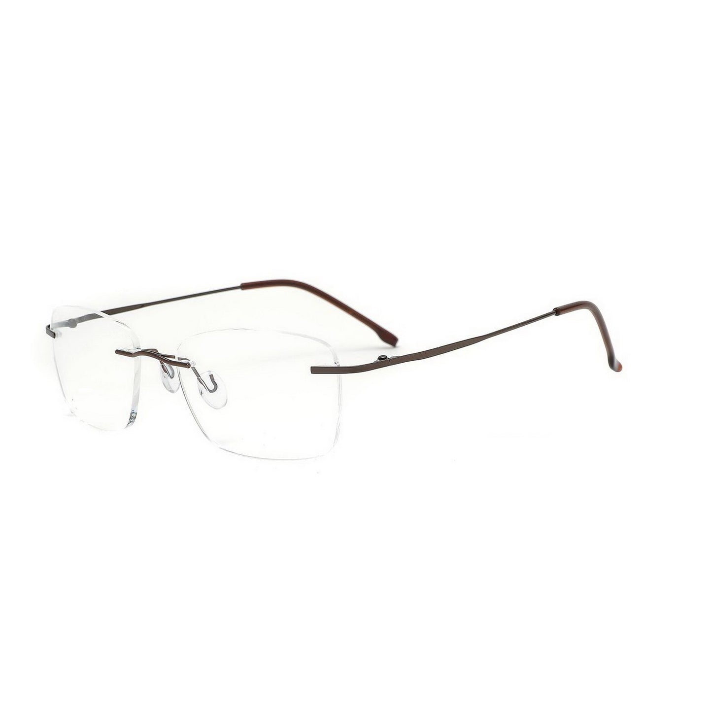 Rimless Glasses Spectacle Frame - Wide Rectangle Shape for Men and Women