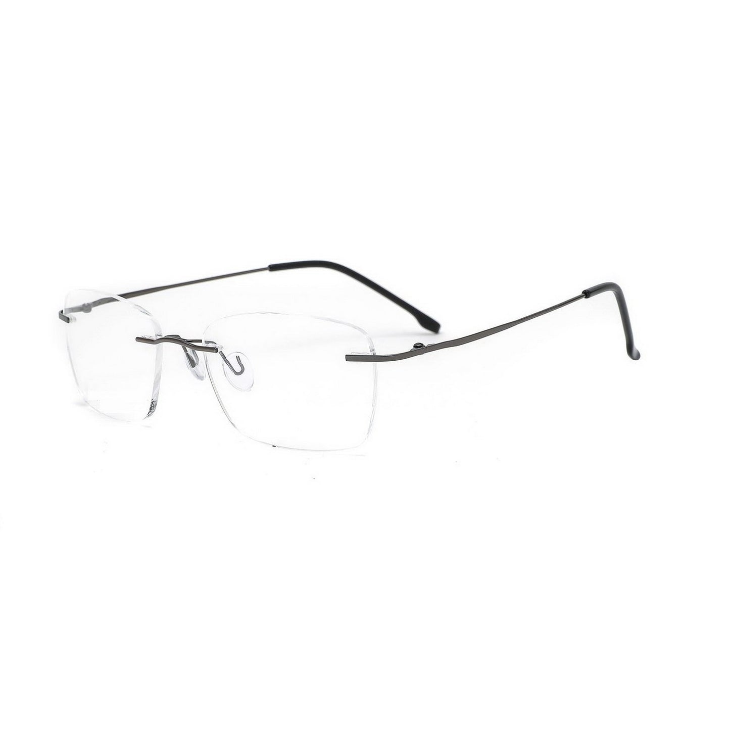 Rimless Glasses Spectacle Frame - Wide Rectangle Shape for Men and Women
