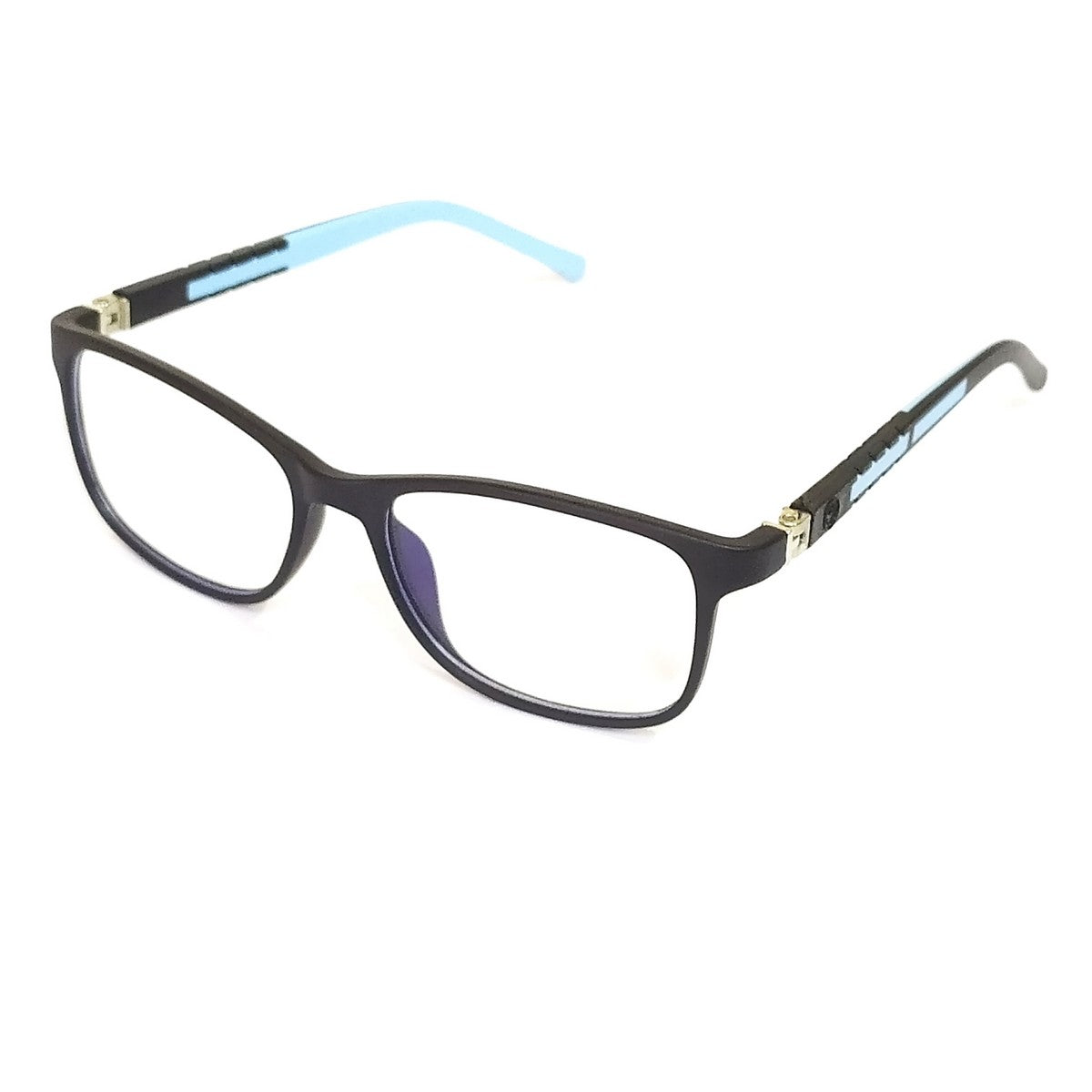 Classic Black & Blue Square Kids Blue Light Blocking Glasses - Designed for Kids 6-10 Years