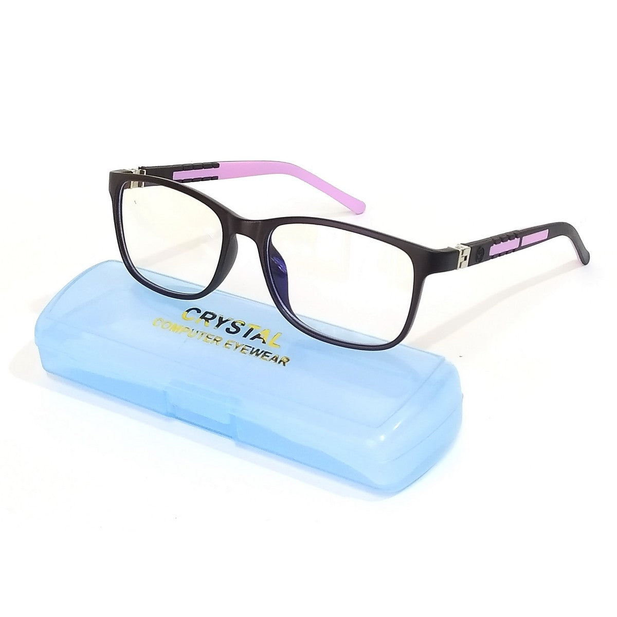 Stylish Black & Pink Square Kids Blue Light Blocking Glasses - Tailored for 6-10 Year Olds
