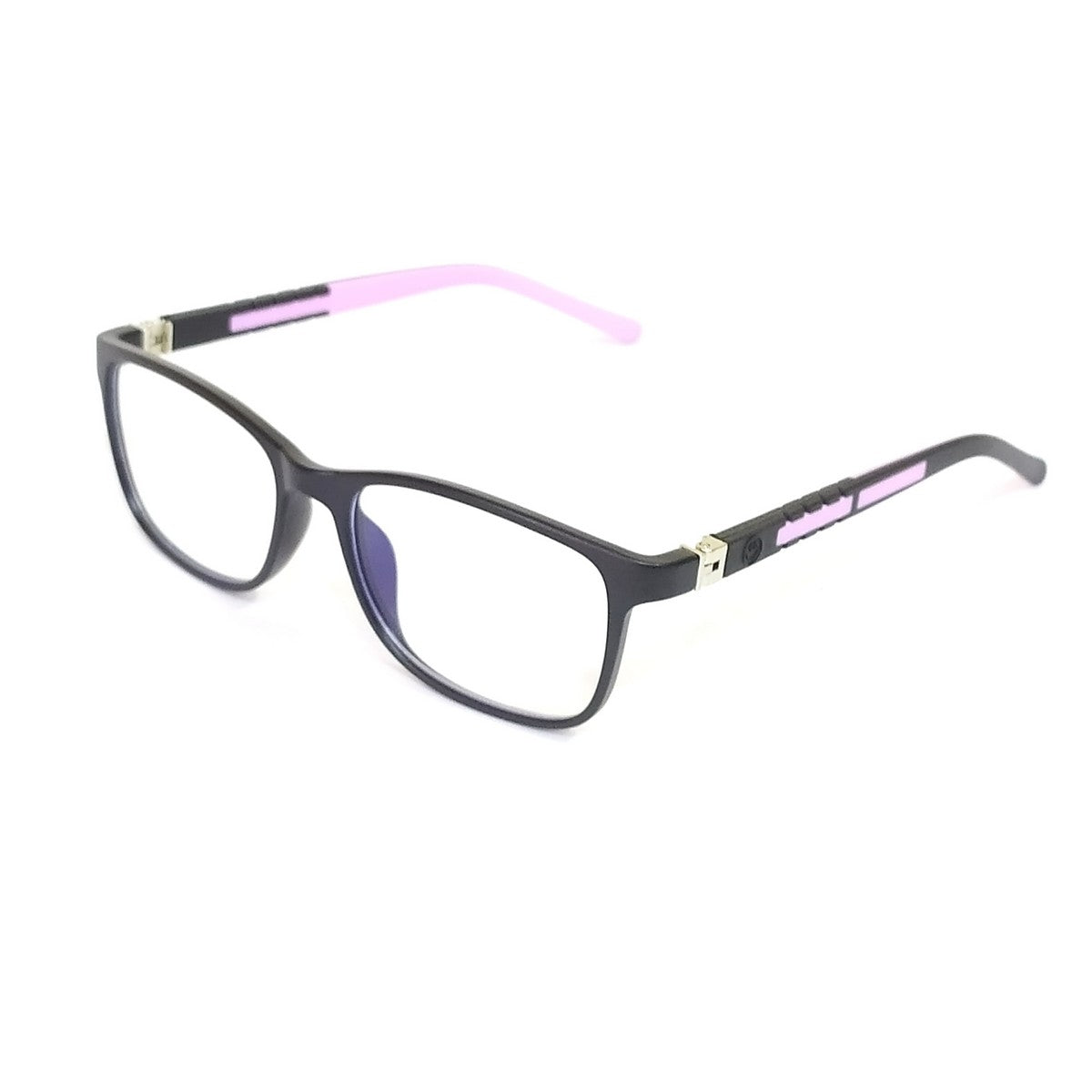 Stylish Black & Pink Square Kids Blue Light Blocking Glasses - Tailored for 6-10 Year Olds