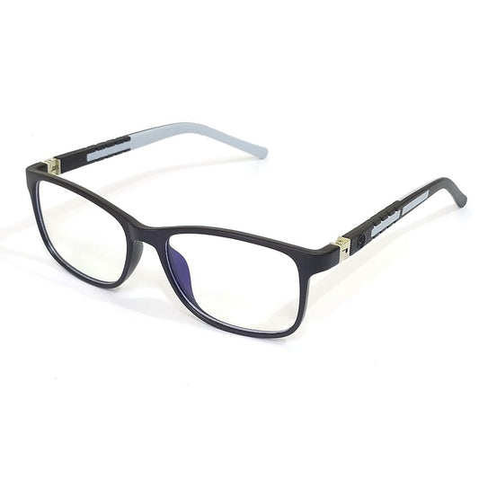 Versatile Black & Grey Square Kids Blue Light Blocking Glasses - Suitable for Kids Aged 6-10