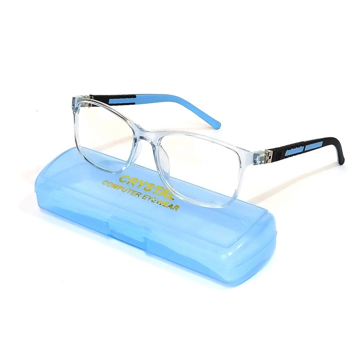 Cool Transparent Blue Kids Square Blue Light Blocking Glasses - Perfectly Fits 6-10 Year Olds