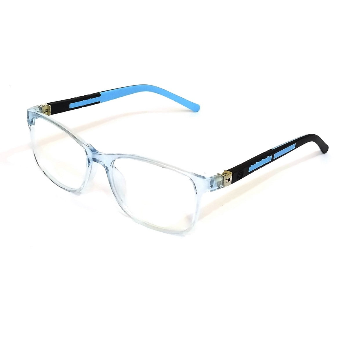 Cool Transparent Blue Kids Square Blue Light Blocking Glasses Perfectly Fits 6-10 Year Olds