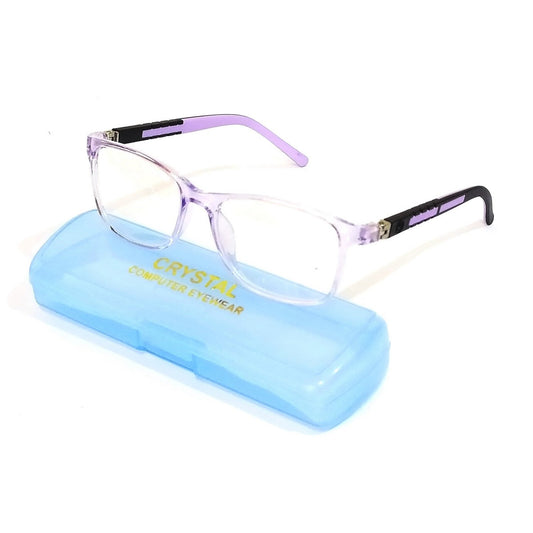 Trendy Transparent Purple Square Kids Blue Light Blocking Glasses - Ideal for Kids Aged 6-10