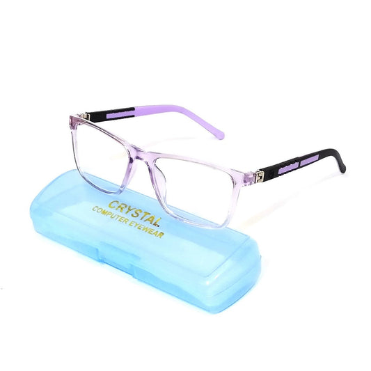 Purple Party: Square Transparent Purple Glasses - Affordable Blue Light Glasses for 6-12 Year-Old Kids