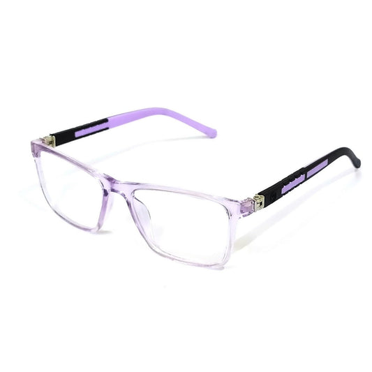 Purple Party: Square Transparent Purple Glasses - Affordable Blue Light Glasses for 6-12 Year-Old Kids