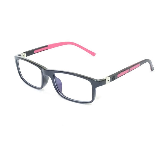 Rectangle Black Front Black Red Temple Glasses - Blue Light Glasses for 5 to 10 Year Olds