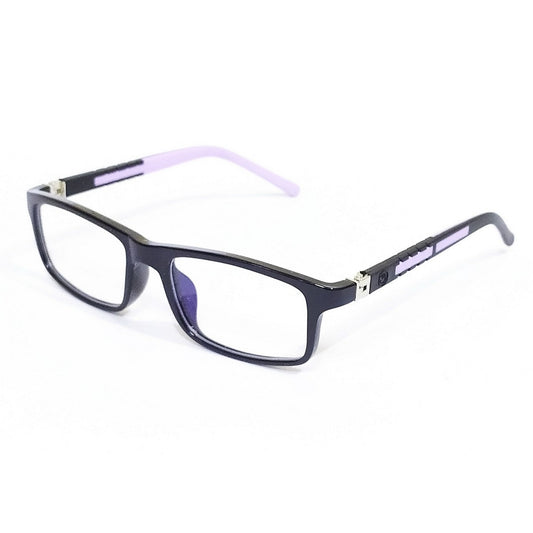 Rectangle Black Front Black Purple Temple Glasses - Blue Light Shield for 5 to 10 Year Old Boys and Girls